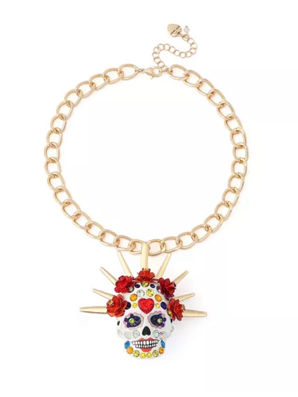 BETSEY JOHNSON FAUX STONE SUGAR SKULL BRIDE PENDANT NECKLACE - NEW WITH TAGS